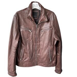 Mauritius brown lamb leather jacket. mens L